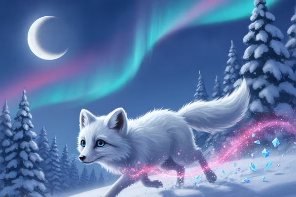 Frost Fox Run game — an arctic fox dashing across a frozen river