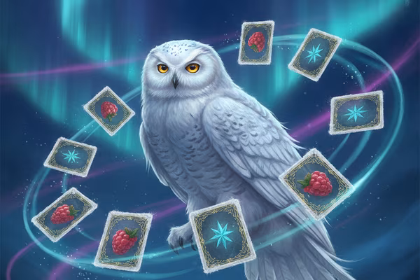 Night Owl Memory game — snowy owl cards face down on a starry table