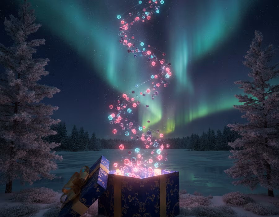 Gift box overflowing with radiant Boreal Berries, illustrating monthly membership allocations